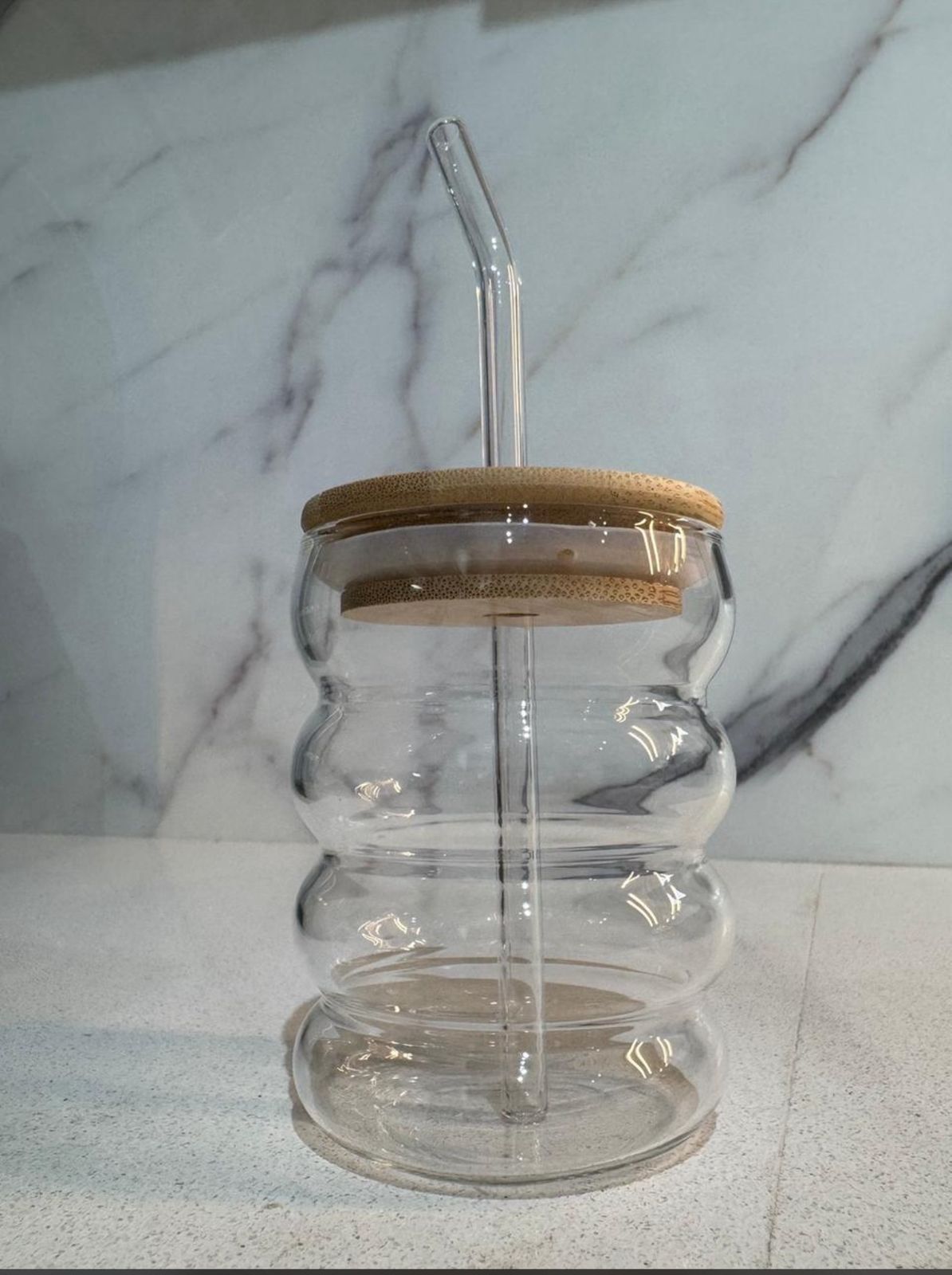 Daisy Glass Cup with Bamboo Lid & Straw – Cute Floral Iced Coffee Tumbler