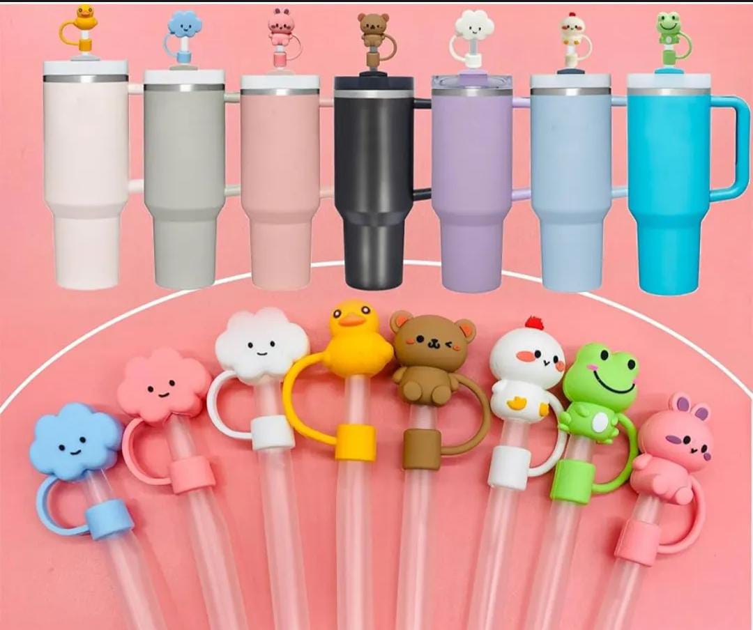 Durable Splash Proof Silicone Straw Covers Reuseable Leak-Proof Bow Straw Cover Cap