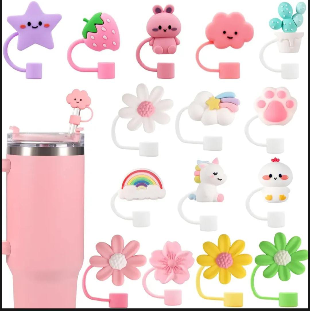 Durable Splash Proof Silicone Straw Covers Reuseable Leak-Proof Bow Straw Cover Cap