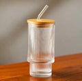 Daisy Glass Cup with Bamboo Lid & Straw – Cute Floral Iced Coffee Tumbler