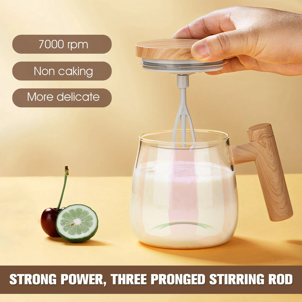 Electric Borosilicate Glass Milk Frother & Mixer – 7000 RPM, Battery Operated, Waterproof
