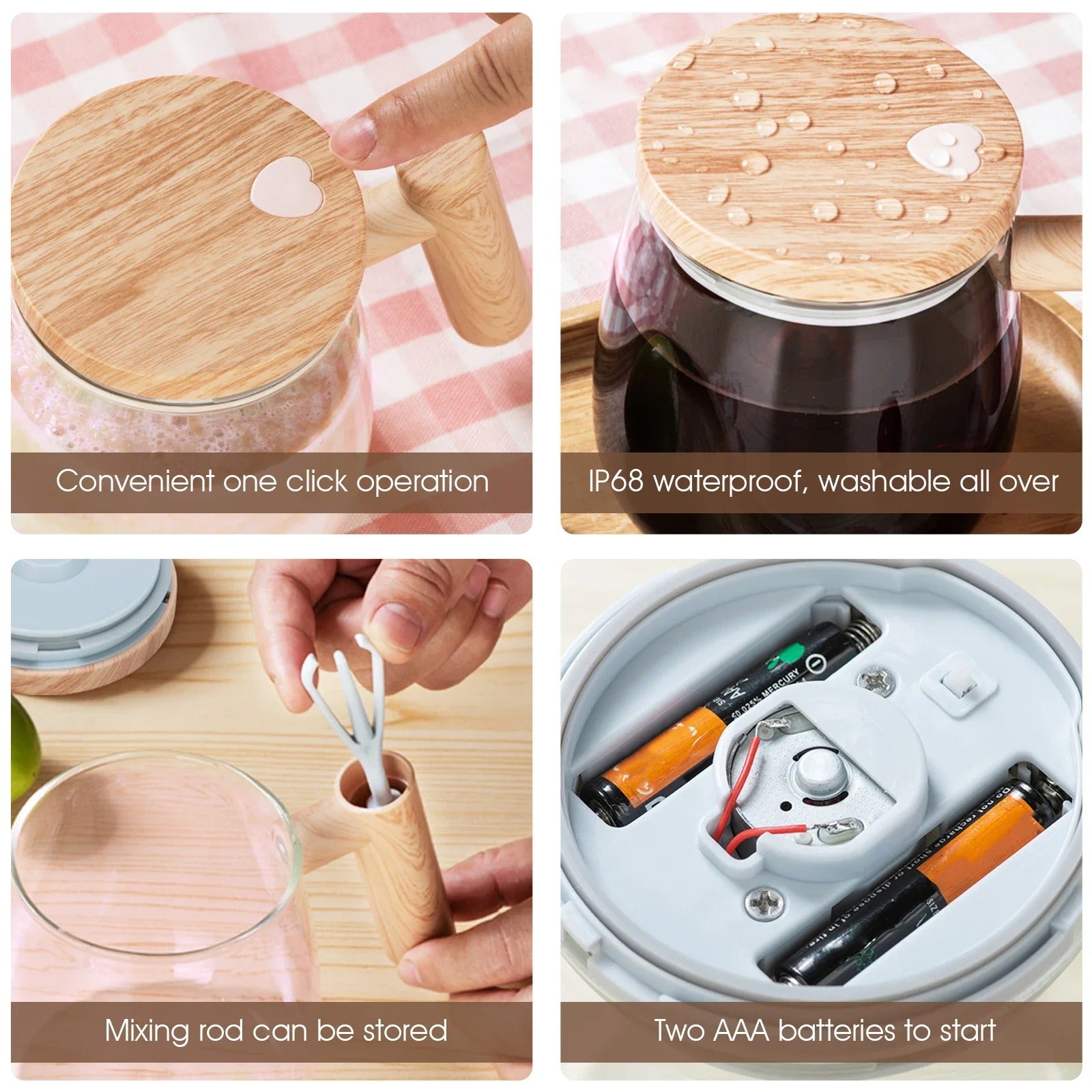 Electric Borosilicate Glass Milk Frother & Mixer – 7000 RPM, Battery Operated, Waterproof